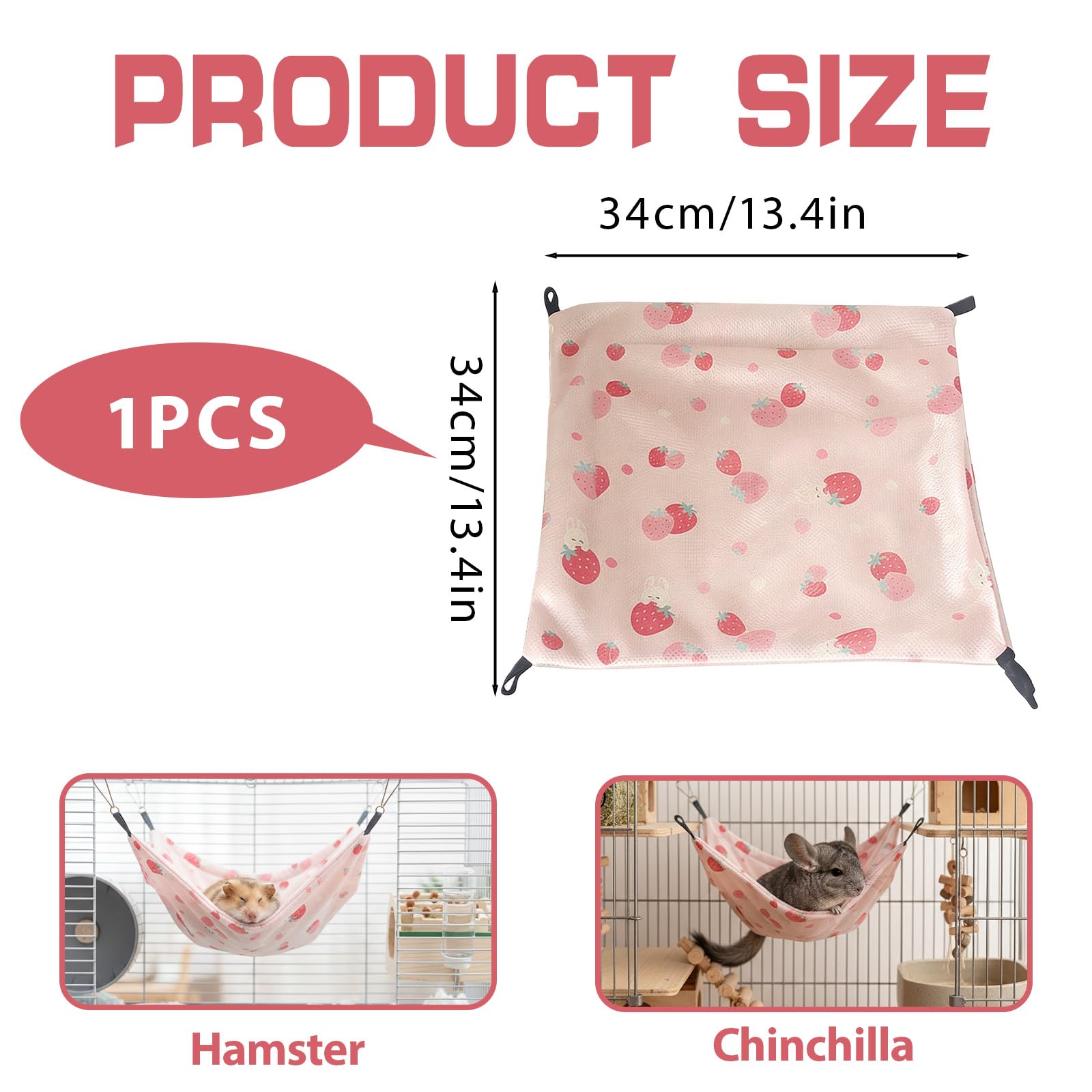 Hamac Cochon d’Inde Soie glacée 34 x 34 cm Hamac Rongeur Ajustable Cage Furet hamac Rongeur Ajustable Double Face Cage cabane balançoire fraîche été pour Lapin Hamster Chinchilla