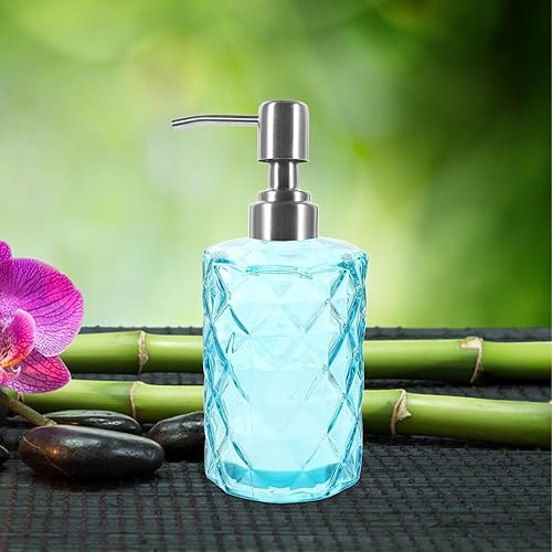 Miniatura 8 de 2 botellas dispensadoras de jabón de vidrio, recargable, portátil, contenedor de loción de champú y jabón de manos con superficie lisa pulida, tarro