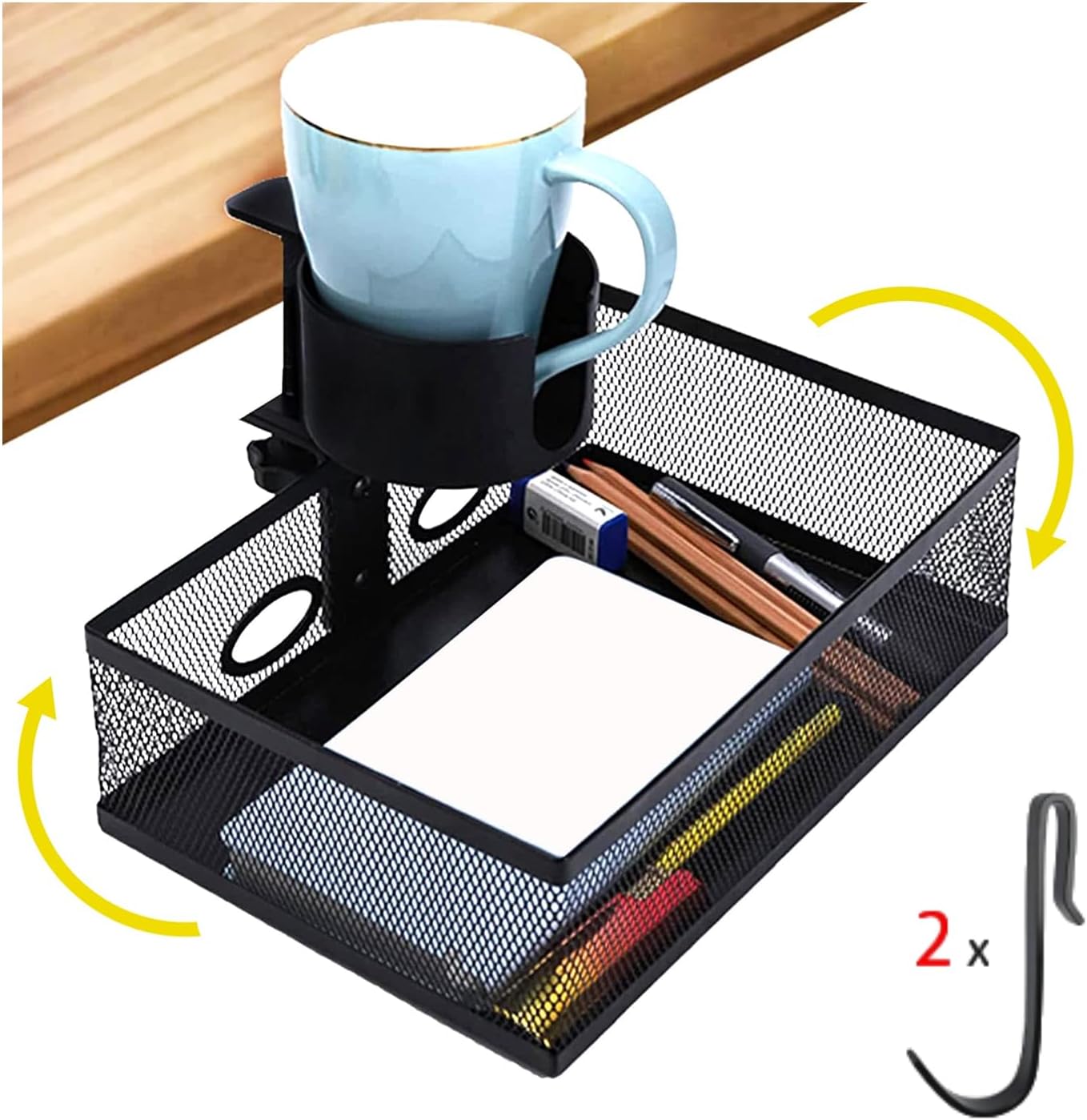 ROLIZOE 360 Rotating Clamp On Under Desk Drawer Organizer