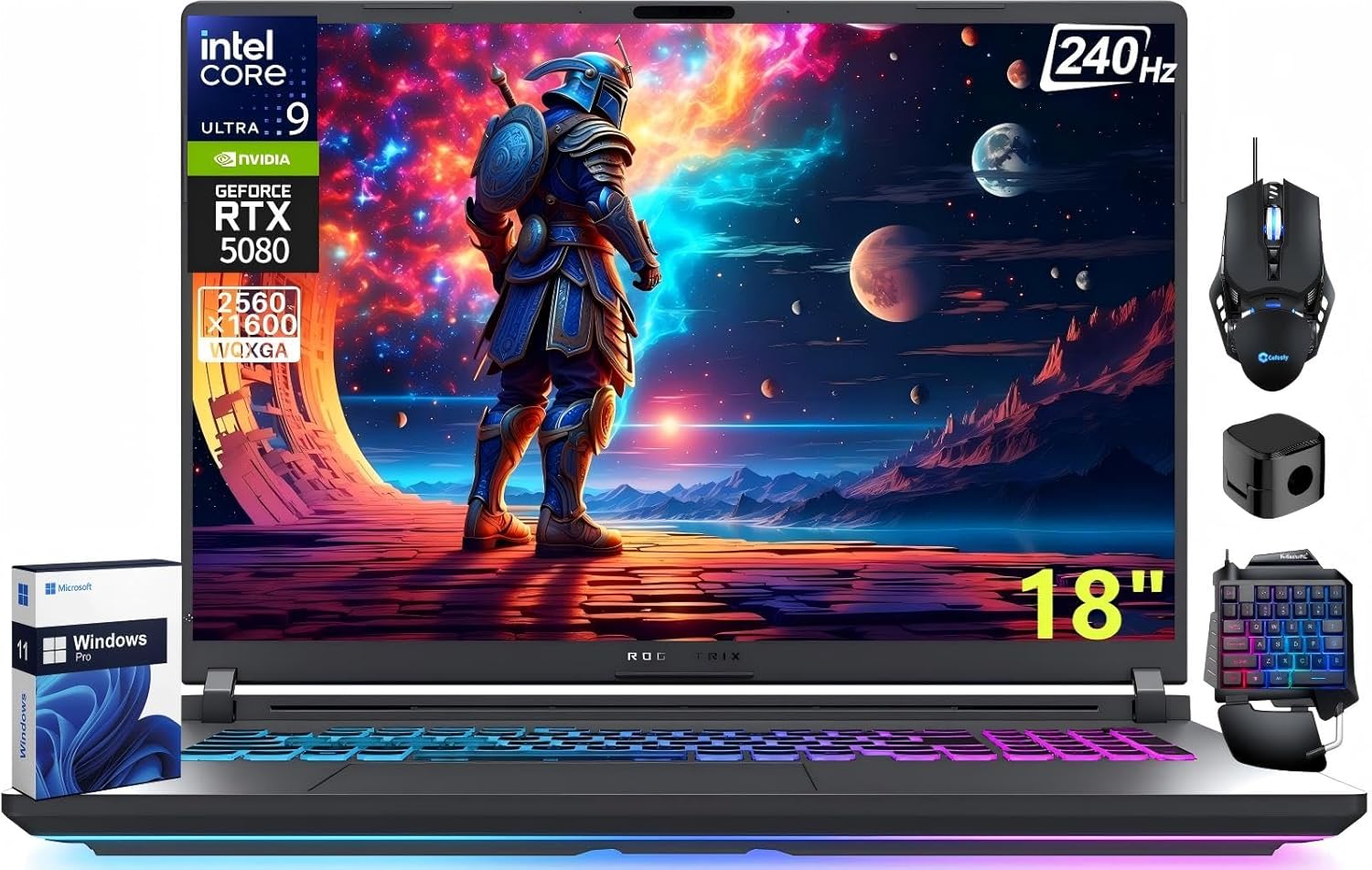 ASUS ROG Strix G18 18 Inch Gaming Laptop 2025, NVIDIA GeForce RTX 5080, Intel Ultra 9 275HX, 18″ ROG Nebula 2.5K 240Hz, 64 GB DDR5 RAM, 4 TB SSD, Wi-Fi 7, RGB Backlit Keyboard, Windows 11 Pro