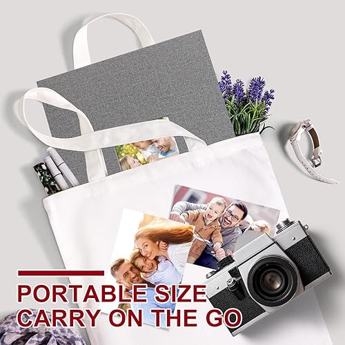 Miniatura 6 de Lanpn Álbum de fotos de 9 x 12 pulgadas cubierta dura de lino sin ácidos deslizable en álbumes de fotos con capacidad para 50 imágenes de carga