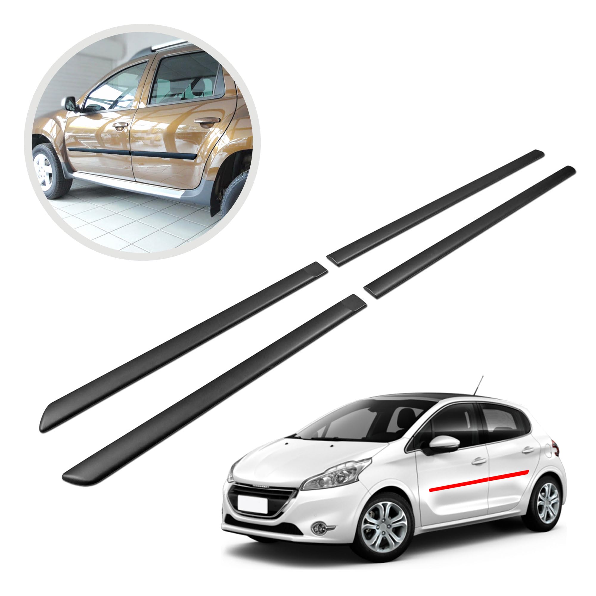 CHROMEMASTER | Molduras Protectoras Laterales para Puertas de Coche | Compatibles con Peugeot 208 5 Puertas Hatchback 2012-2019 | El plastico | Molduras protegen Las Puertas del Coche de daños