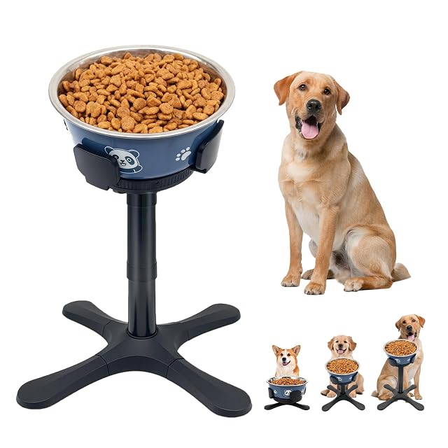 WIYETY Comedero para perros para mascotas medianas y grandes, soporte para perros con ancho ajustable…