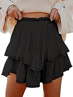 Women's Flowy Boho Ruffle Tiered Skorts - High Waist Crochet Shorts for Golf Tennis Casual Active Wear