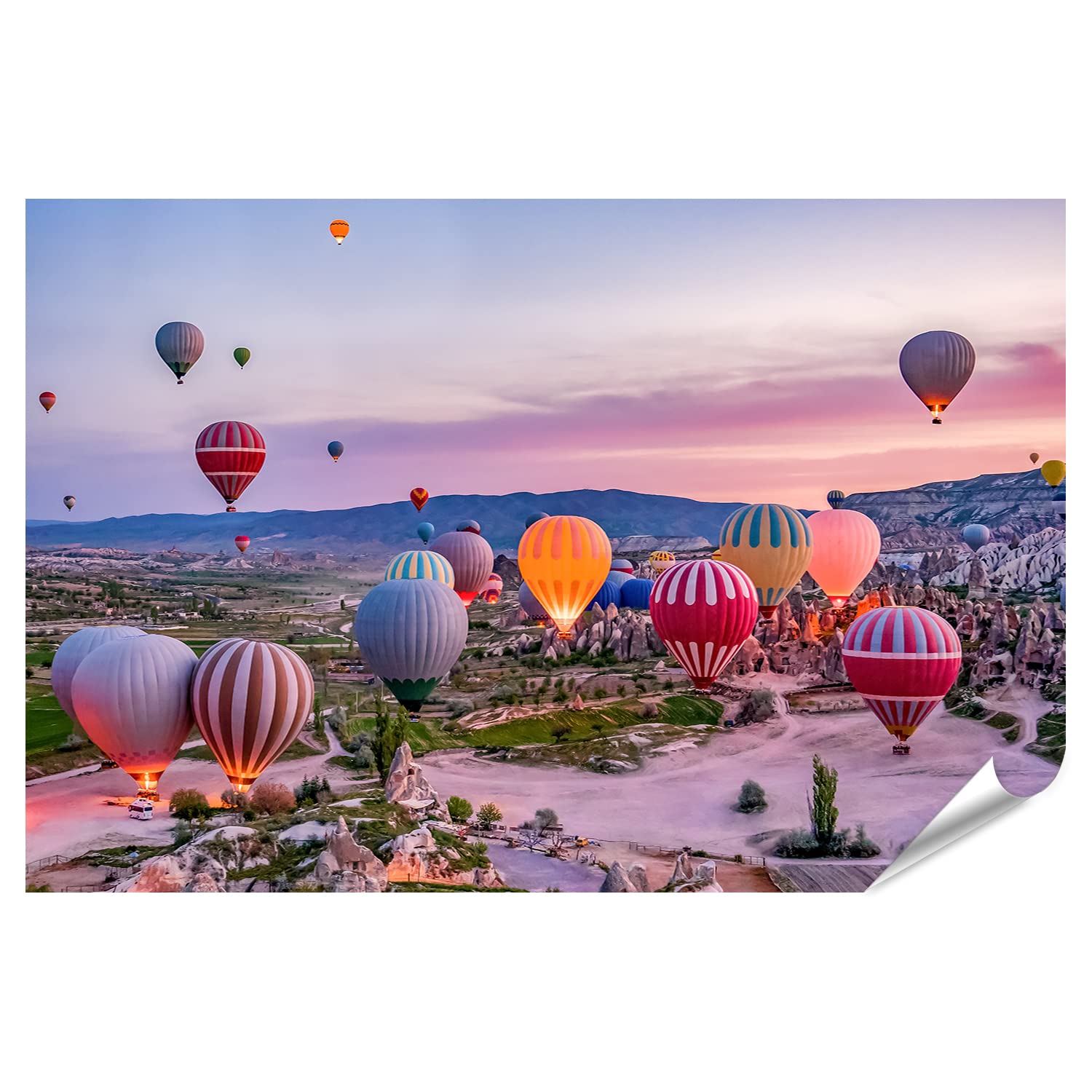 bilderfelix Poster Colorate mongolfiere decollano nel Parco Nazionale di Goreme, Cappadocia, Turchia - Poster 130x90 cm