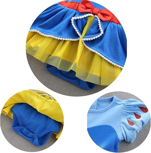 Miniatura 4 de IZKIZF Disfraz de princesa de Belle Sofía Blancanieves para niñas pequeñas, disfraz de princesa, Navidad, Halloween, mameluco con diadema