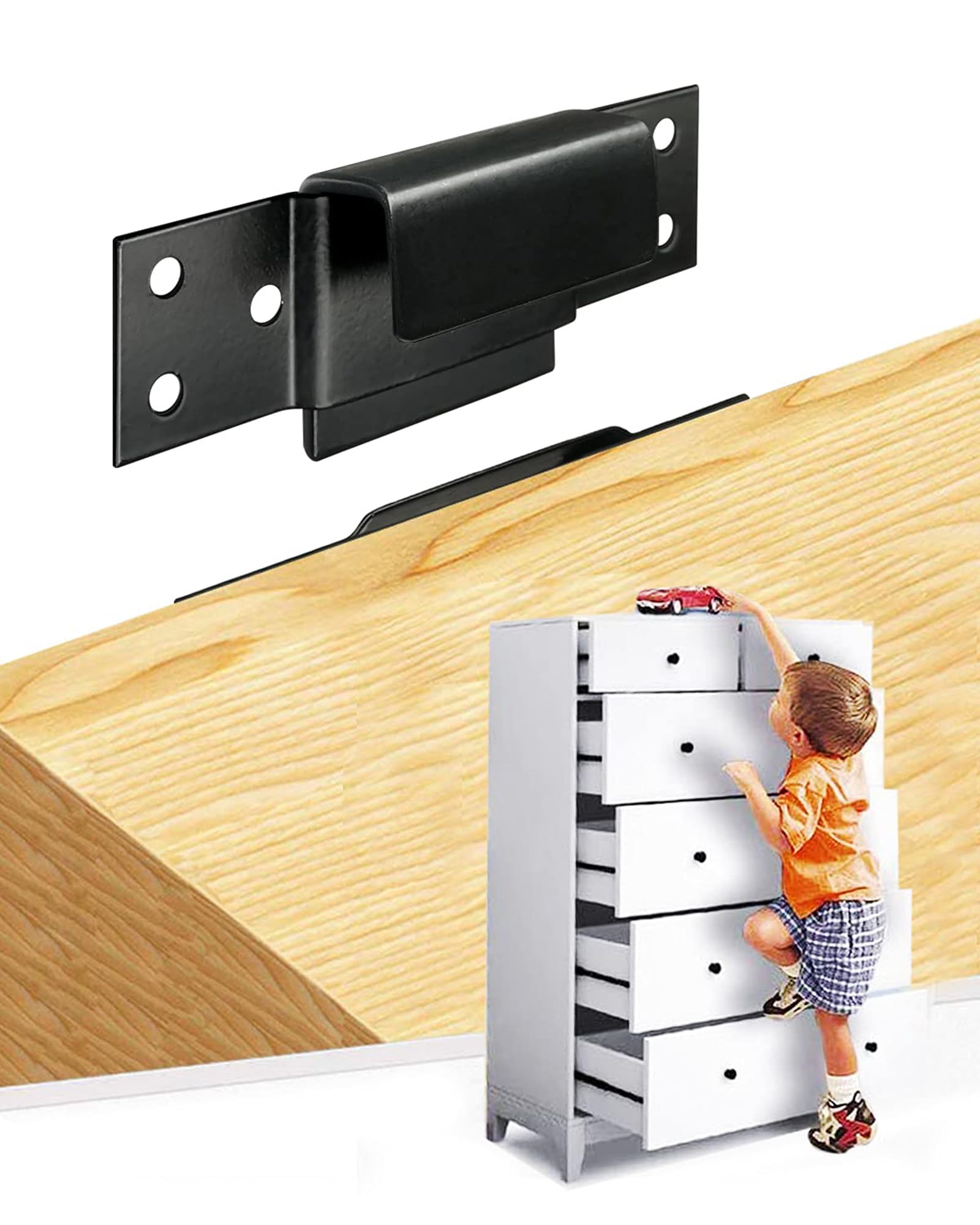 Furniture Wall Anchor Furniture Anchors for Baby Proofing 6 Sets Anti Tip Furniture Straps Wall Mount Bracket Safety Secure Cabinet Dresser Bookshelf,