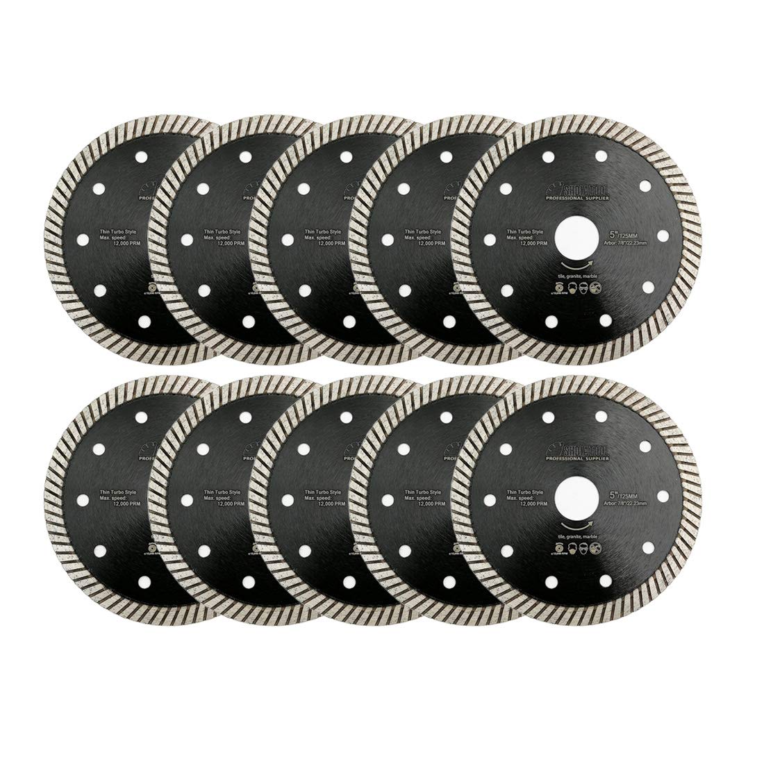 SHDIATOOL Disco Diamantato 10 Pezzi 125mm Super Sottile Turbo Lama per Porcellana Piastrella Ceramica Granito Marmo