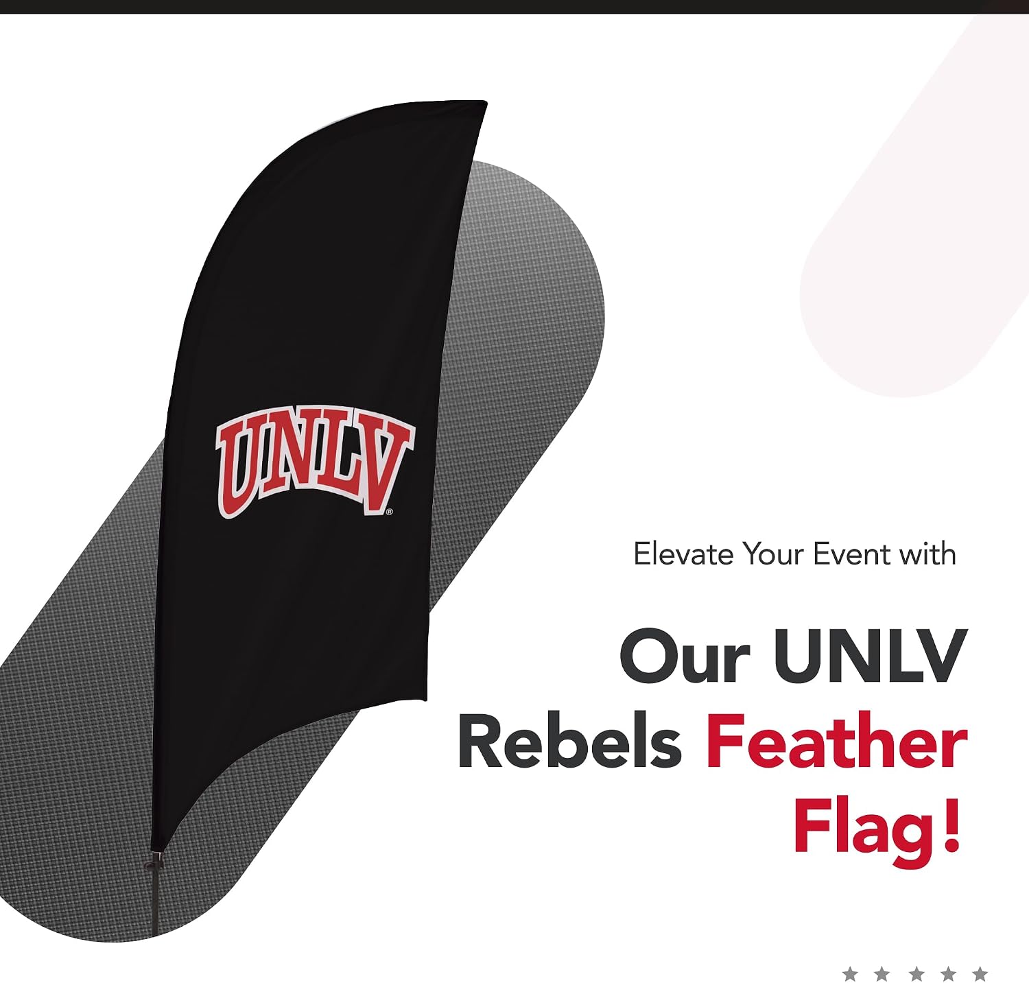 UNLV Rebels College Sports Printed Feather Flag - NCAA Licensed - Super Polyester - School Banner (Black, Red, White) (7.5' Spike Base)