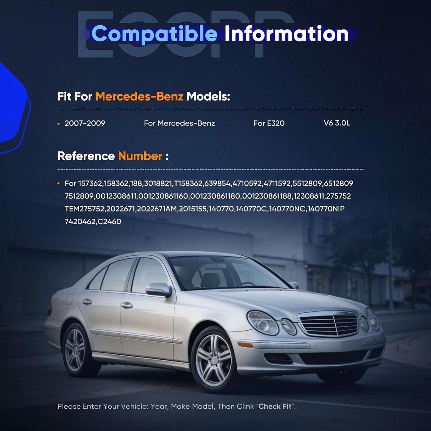 ECCPP AC Compressor Fast Cooling Fit for Mercedes-Benz E320 3.0L 2007 2008 2009 Air Conditioning Compressor Fast Cooling 7 Grooves