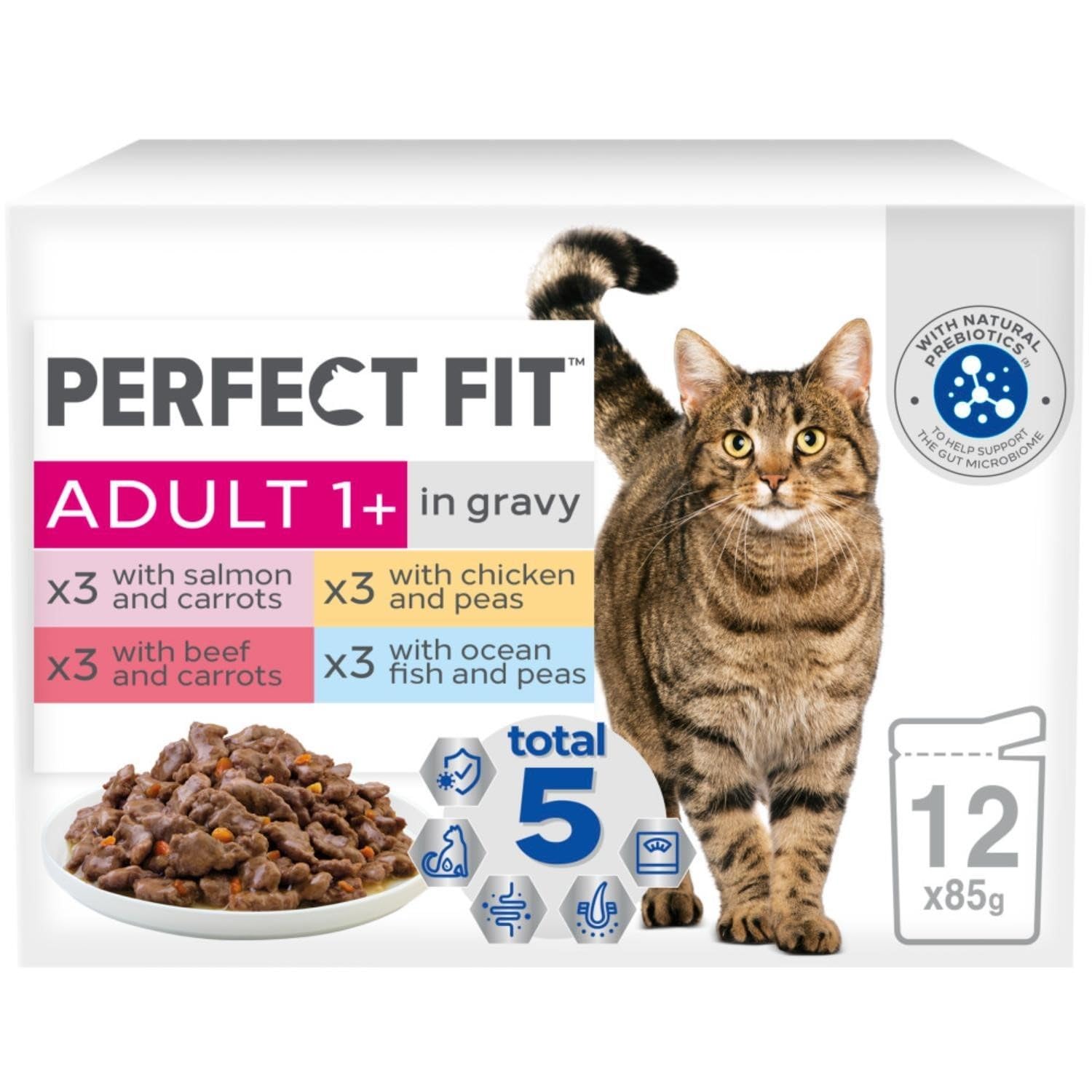 96 x 85g 1+ Adult Wet Cat Food Pouches Mixed Selection in Sauce