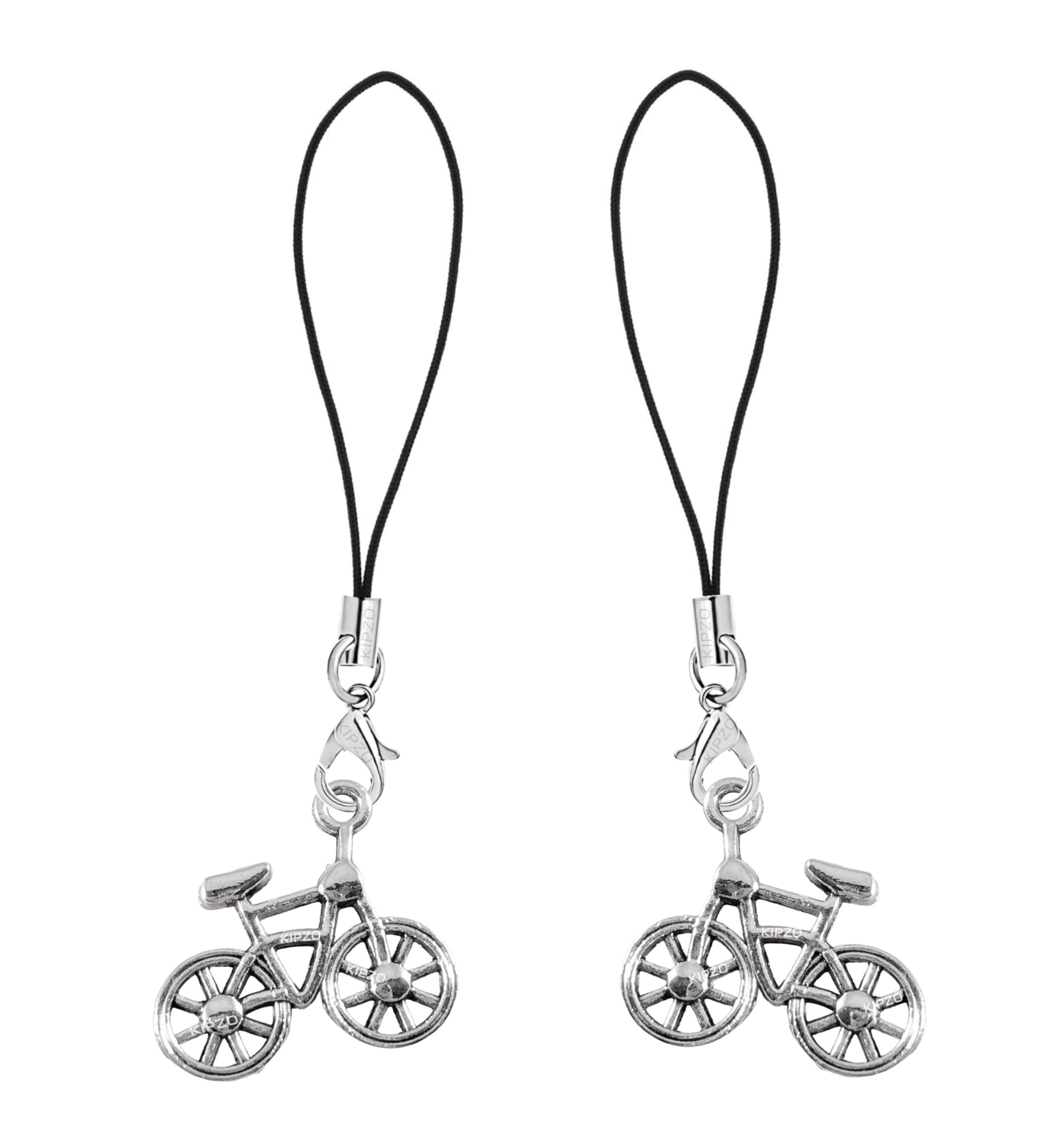 KIPZO® Pack of 2 Silver Good Luck bicycle lucky charms symbol cute aesthetic pendent earrings hooks Hanging Keychain necklace anklet for girls women Lanyard combo with Zip Pouch (B0CK213WQF) Amazon Price History, Amazon Price Tracker