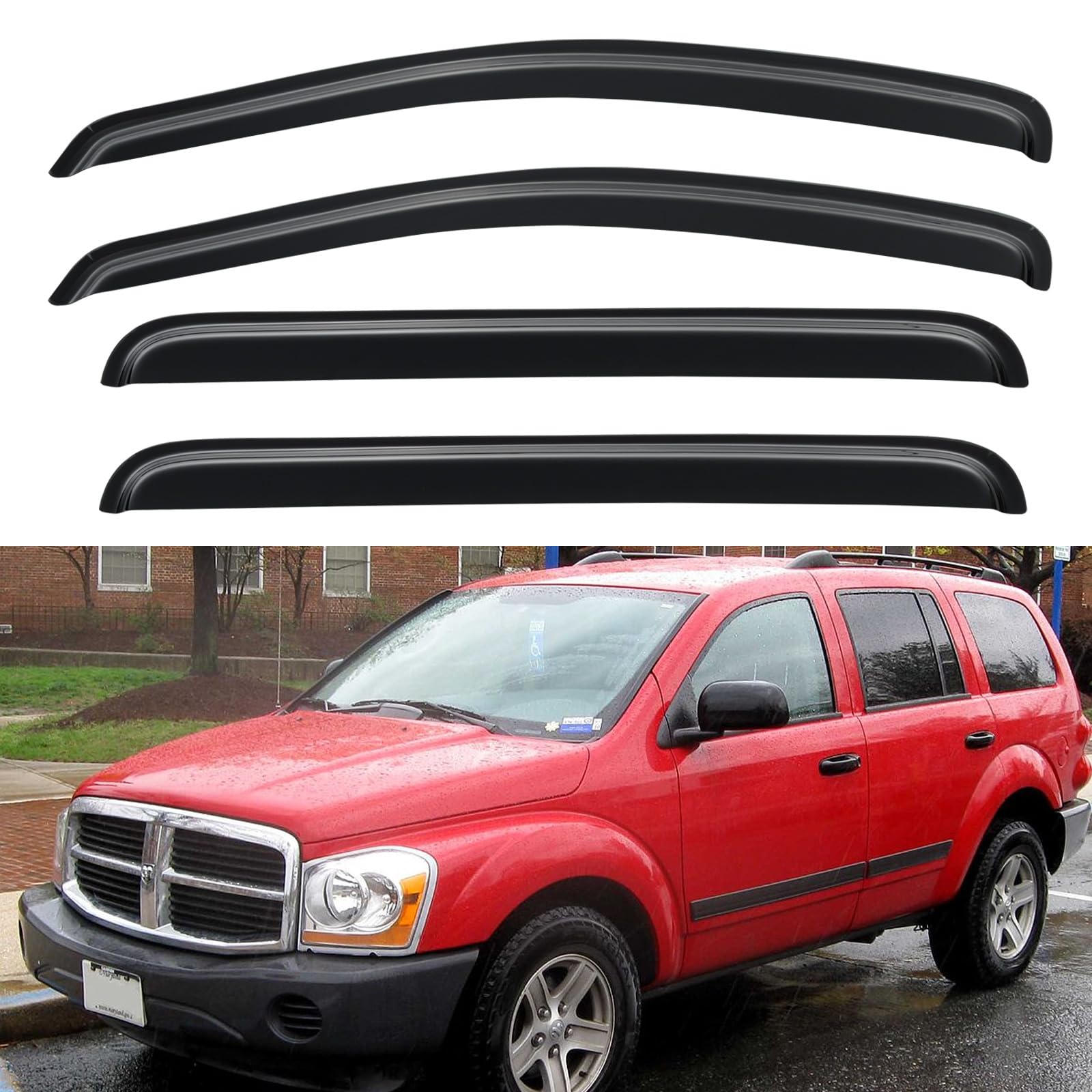 Window Visors Rain Guards for 2004-2009 Dodge Durango | Out-Channel Window Vent Wind Deflectors Visors Shades Protectors for 2007-2009 Chrysler Aspen &amp; 04-09 Dodge Durango