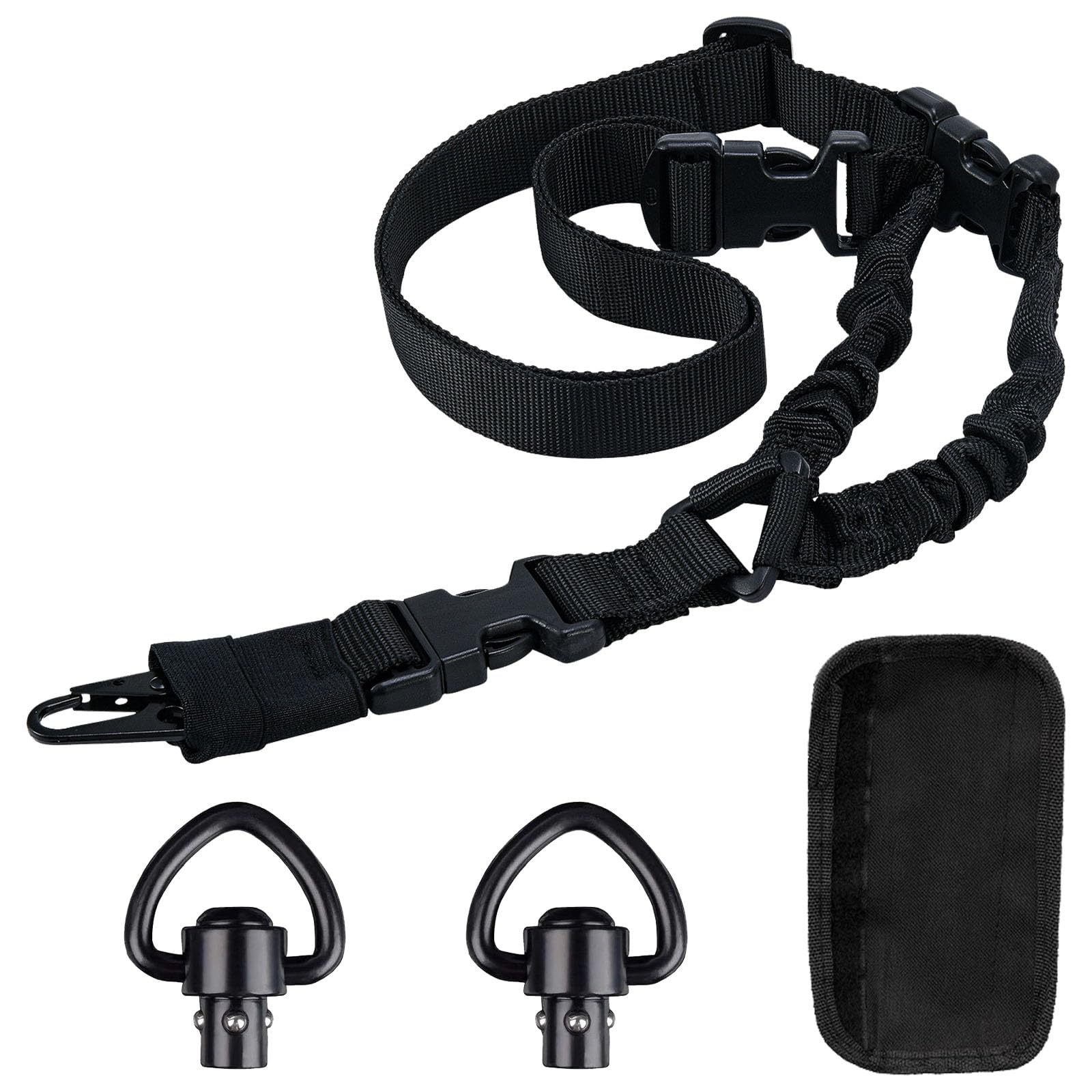 Correa Tactica 1 Punto Sling Airsoft Ajustable Eslinga Rifle Nylon Correa Táctica de Un Puntos con Gancho de Metal Hombrera Antideslizante y 2 QD Sling Swivel para Deportes al Aire Libre Caza