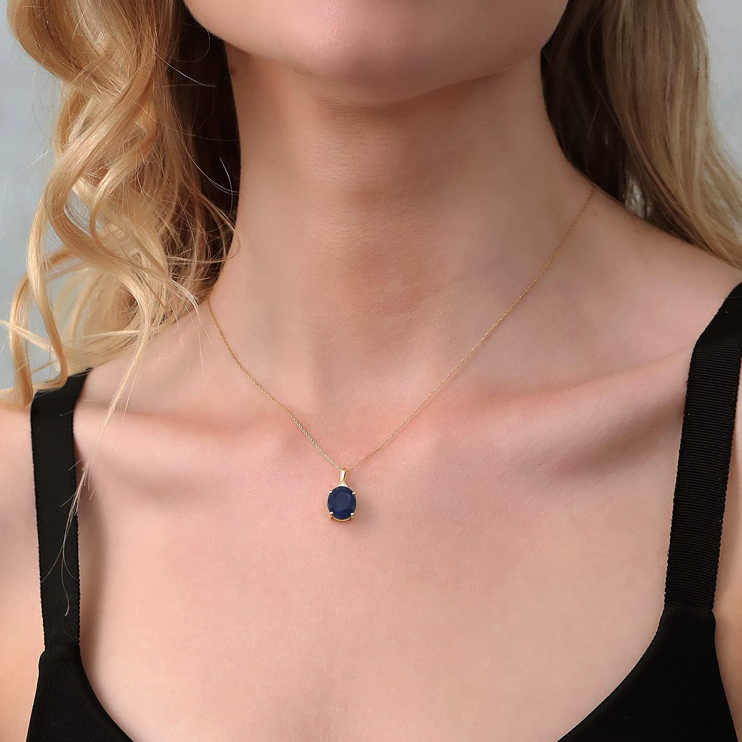 Gem Stone King 3-6 Cttw 10K Yellow Gold Gemstone Birthstone and White Diamond Pendant Necklace For Women | Oval 12X10MM | Gold Necklace for Women | with 18 Inch Chain - Image 5