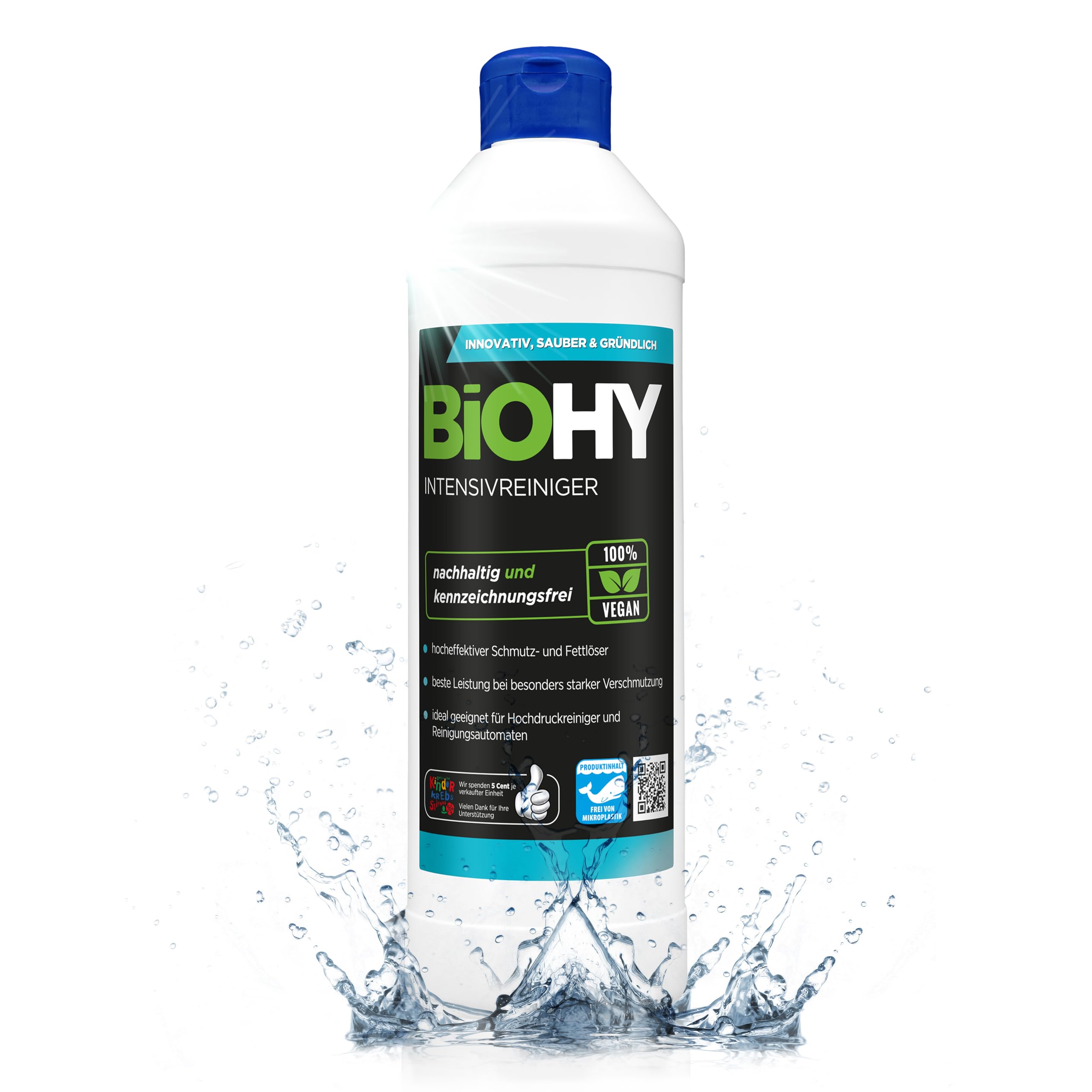 BiOHY Intensivreiniger (500ml) | Bodenreiniger Konzentrat für starke Verschmutzungen | Reinigungsmittel für Reinigungsautomaten & Saugwischer | Schaumarm für Fliesen & Hartböden