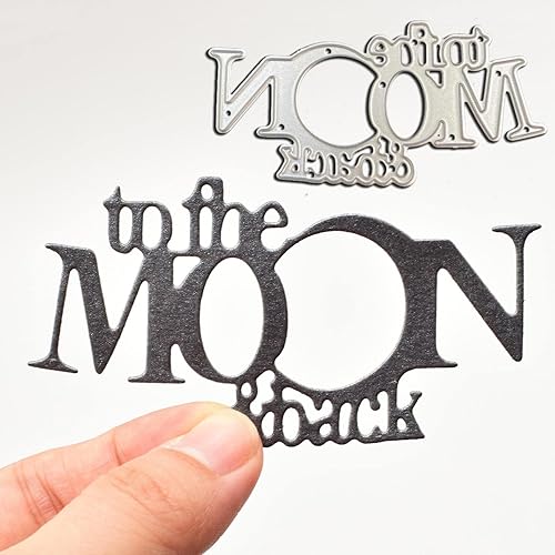 Troqueles de letras a la luna y espalda para hacer tarjetas, troqueles de celebración de letras, molde de corte de metal, troqueles de álbumes de