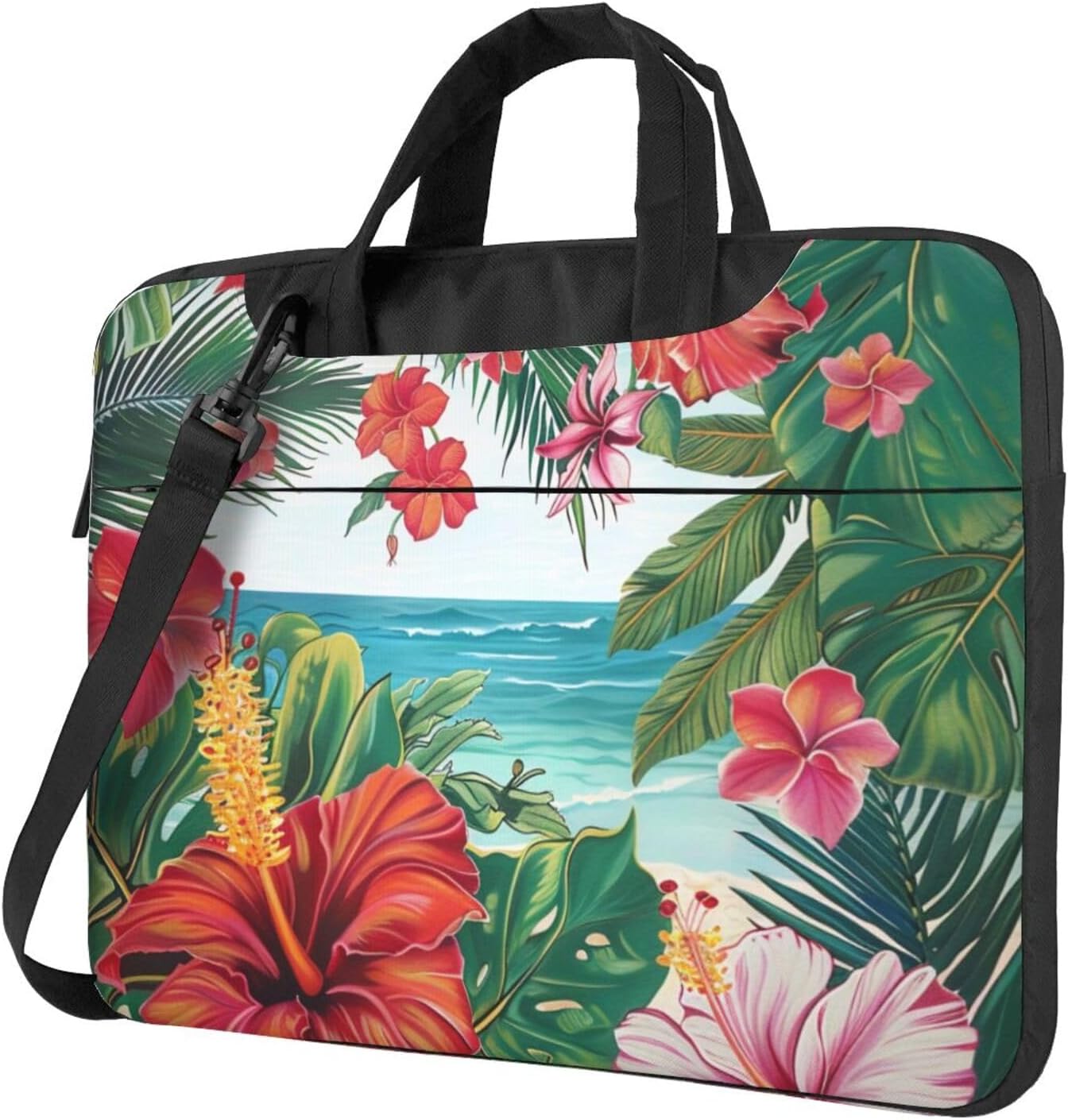 Hawaiian Printed Laptop Bag, Triple Layer Protection Shockproof Crossbody Laptop Shoulder Bag for Men and Women