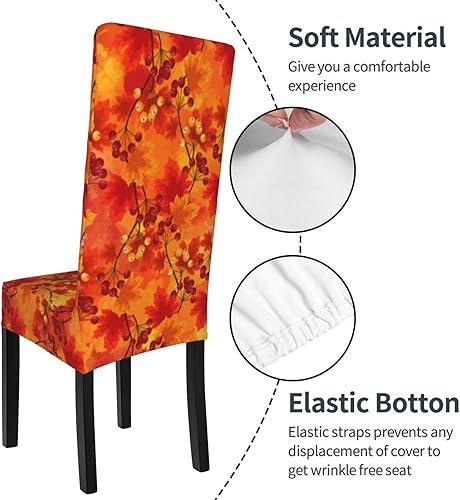 Miniatura 6 de Funda para silla de comedor con hojas de otoño para decoración del hogar, cocina, oficina, sala de estar, 1 paquete extraíble y lavable