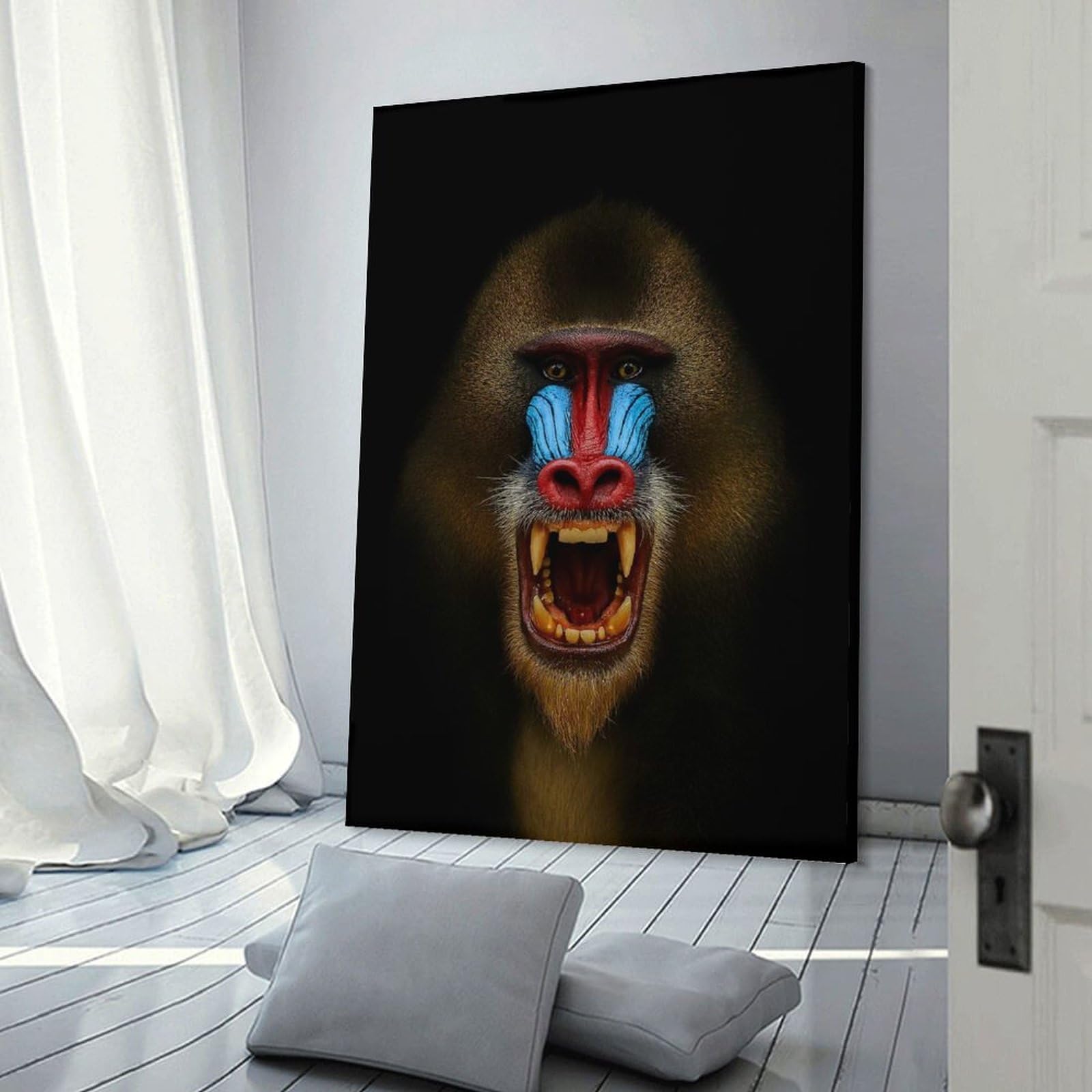 Junmoney Room Decor Wall Art Mandrill Portrait, 20x30inch(50x75cm), for Wall Displays, Bedrooms Or Room Updates, A Versatile Canvas Print for Layering