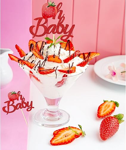 Miniatura 10 de 24 piezas de decoración de cupcakes Sweet One Strawberry One para cupcakes temáticos de frutas de verano, baby shower, niños, primer cumpleaños,