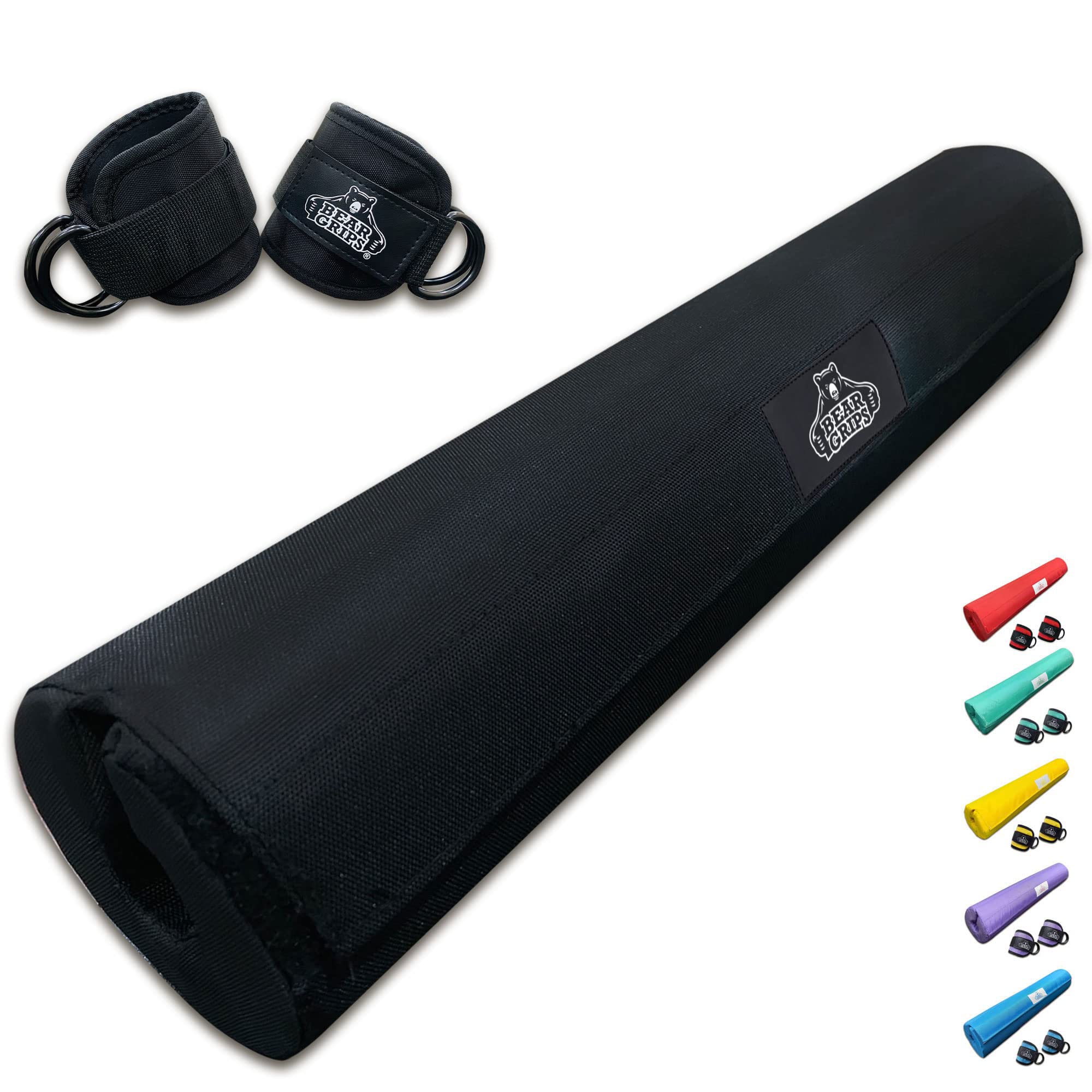 Bear GripsBarbell Pad for Hip Thrust Pad with Ankle Straps for Cable Machine, Squat Pad, Combo EVA Foam with Cover. Bar Pad for Thigh, Legs, Glutes, Butt Sculpting