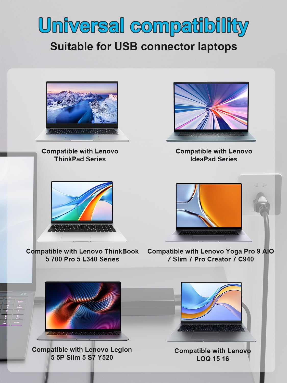 HSXIRQA 170W AC Adapter Charger for Lenovo ADL170NDC2A ADL170NLC3A ADL170NLC2A ADL170SDC3A ADL170NDC3A ADL170SLC3A ADL170SCC2A ADL170SCC3A ADL170SLC2A ADL170SDC2A SA10R16886 Laptop Power Supply - Image 3