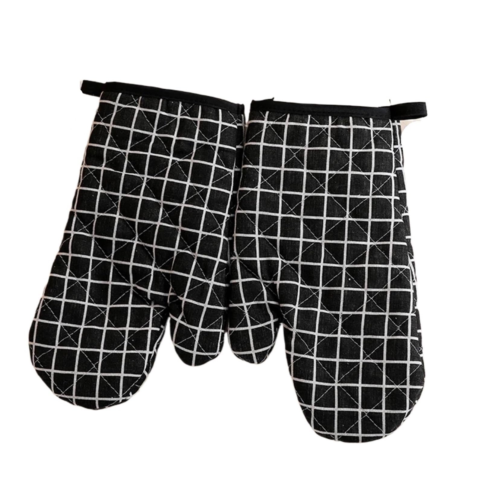 Kitchen Potholders Pad And Stove Oven Gloves Set Mitts Heat Resistant Anti-heat Take Hot Pot Cooking Baking(Black)