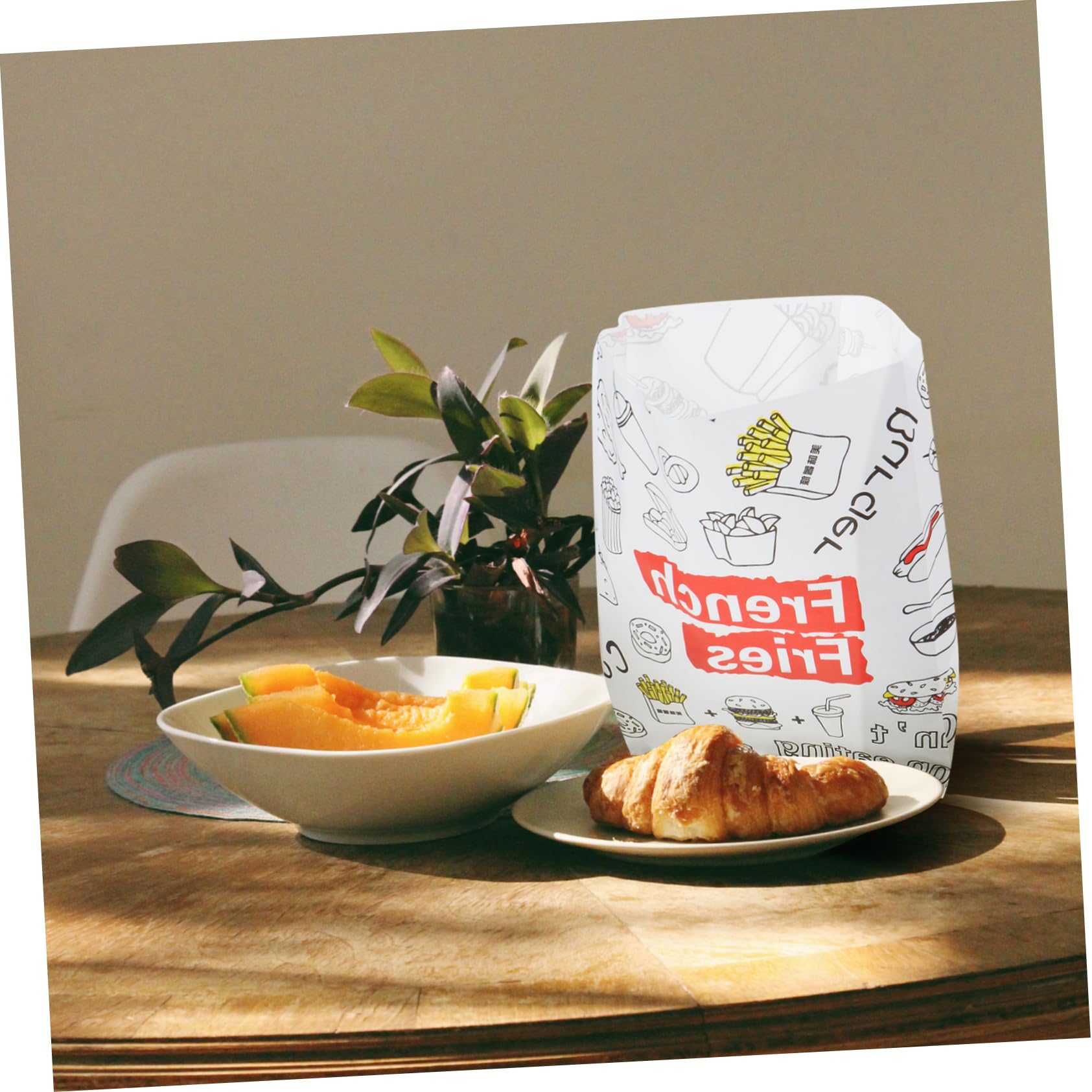 300piezas Bolsa De Papel Prueba De Aceite Para Comida Desechable Bolsa Para Papas Fritas y Snacks Para Envasar Alimentos y Llevar Eventos o Picnics