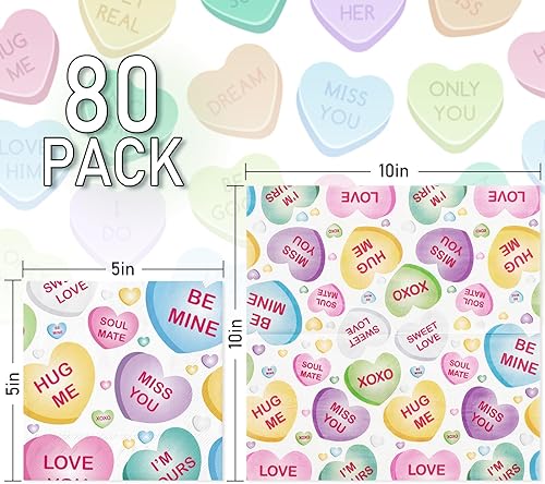 Miniatura 2 de Whaline 80 servilletas de papel para el día de San Valentín, conversación, corazón, desechables, servilletas de cóctel coloridas para vacaciones,
