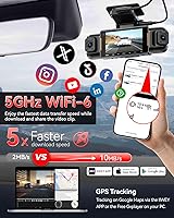 Vista 5 de Cámara de tablero N5 PRO 4K de 4 canales, visión completa de 360°, parte trasera e interior de 1080P, WiFi 5G 6, hasta 10MB/s, GPS integrado, visión