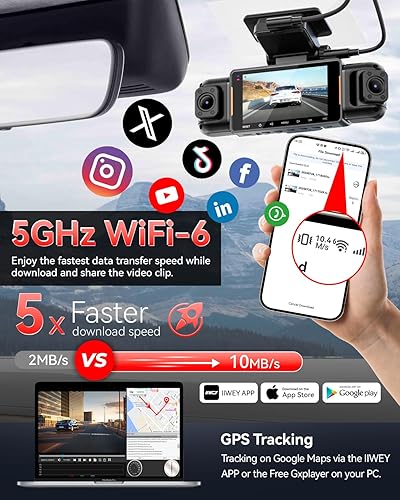 Miniatura 5 de IIWEY N5 PRO - Cámara de tablero de 4 canales mejorada, vista de 360, 4K frontal + cámaras traseras y laterales 1080P, GPS, visión nocturna IR 8,