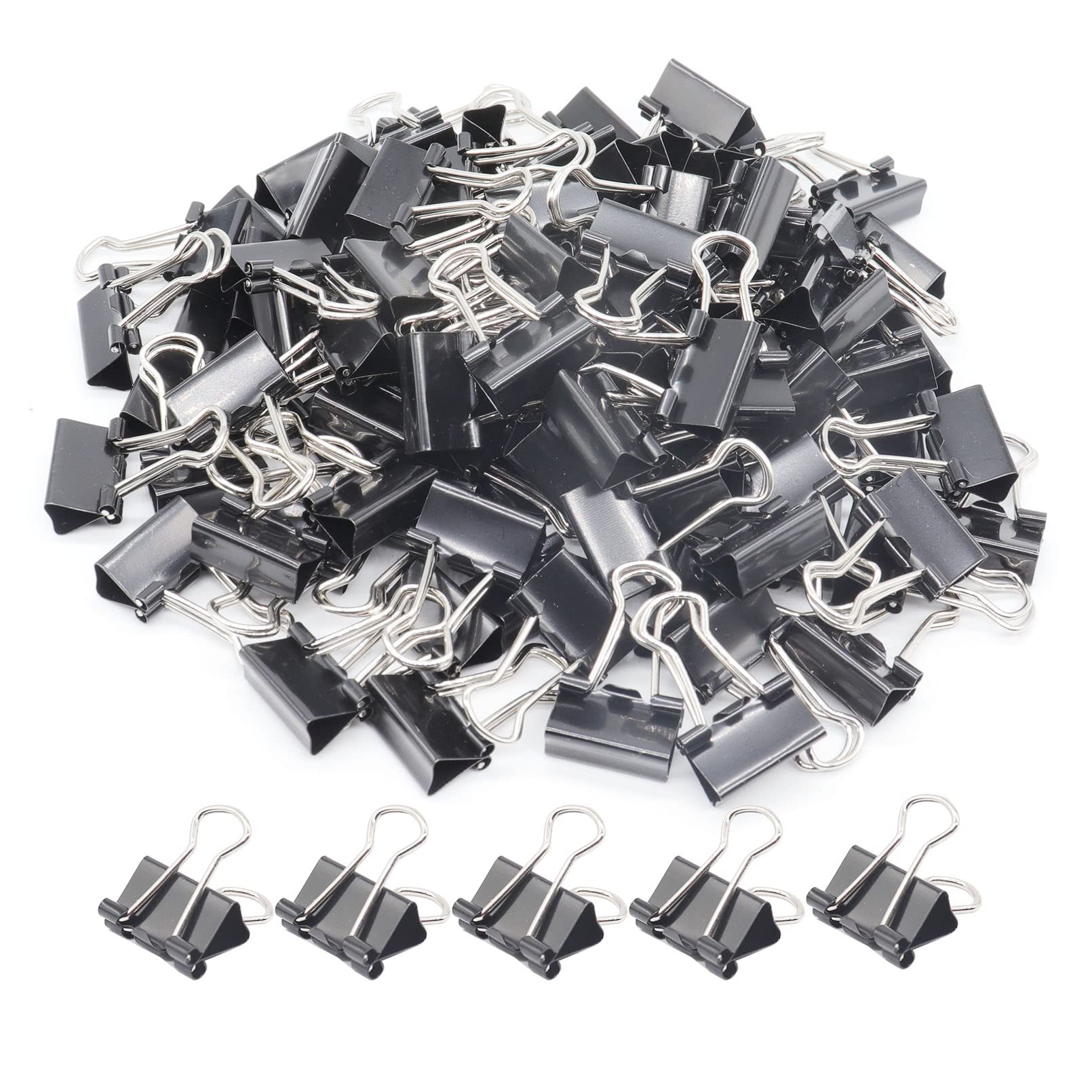 Mini Binder Clips, Paper Clip, Small Paper Clamps 15mm (5/8 inch), 100 Pack Micro Size Office Clips for Home School and Business (Black) โ image 1