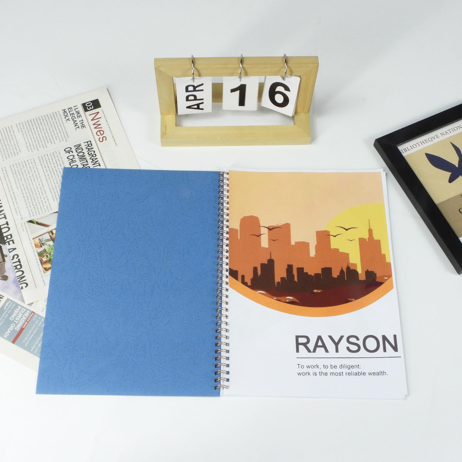 RAYSON Einbanddeckel, LeatherGrain-Ledernarben-Deckblätter, A4, Blau, 100 Stück