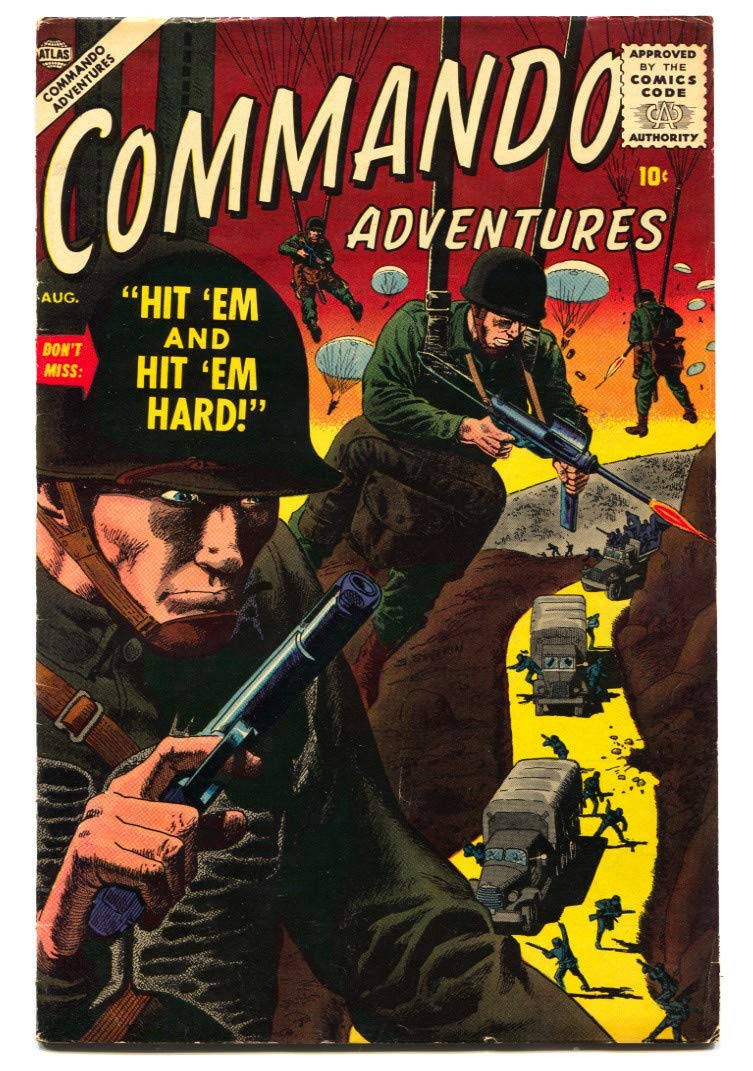 COMMANDO ADVENTURES #2 1957-PARACHUTE COVER-SEVERIN-WAR-VG