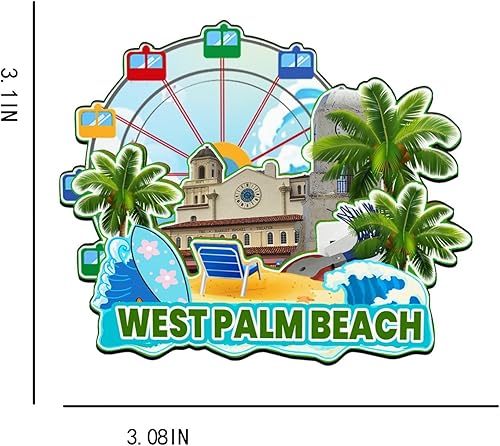 Miniatura 3 de West Palm Beach - Imán de madera para nevera, diseño 3D, recuerdos coleccionables, decoración hecha a mano, 2705