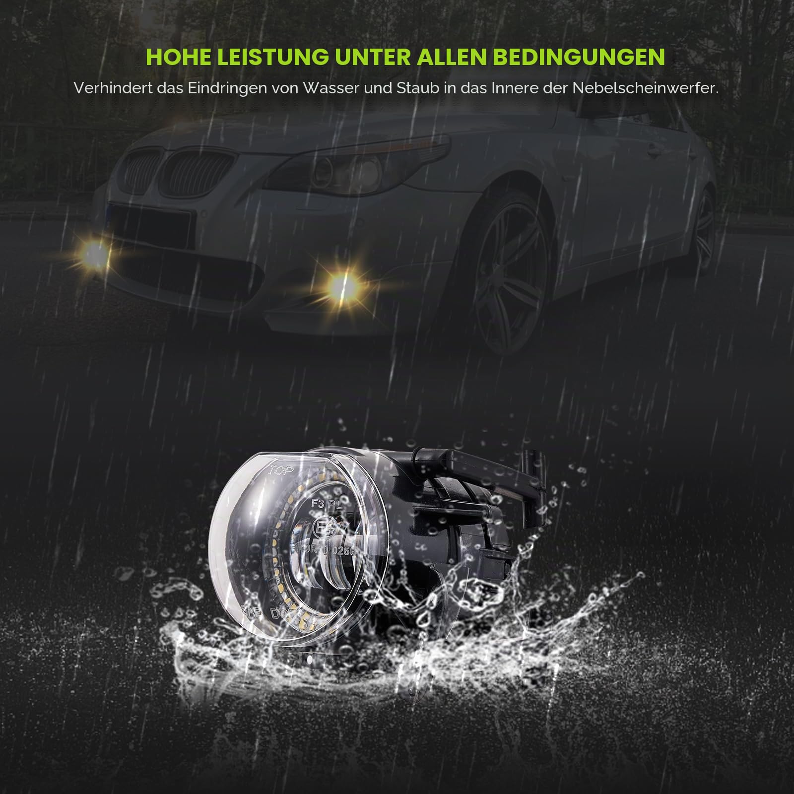 Led Nebelscheinwerfer für 2003-2008 BMW 5er(E60 E61, 525i 525xi 530i 530xi 545i 550i)/3er(E46, 325Ci 330Ci Cabrio/Coupé) 1 Paar, klare Linse