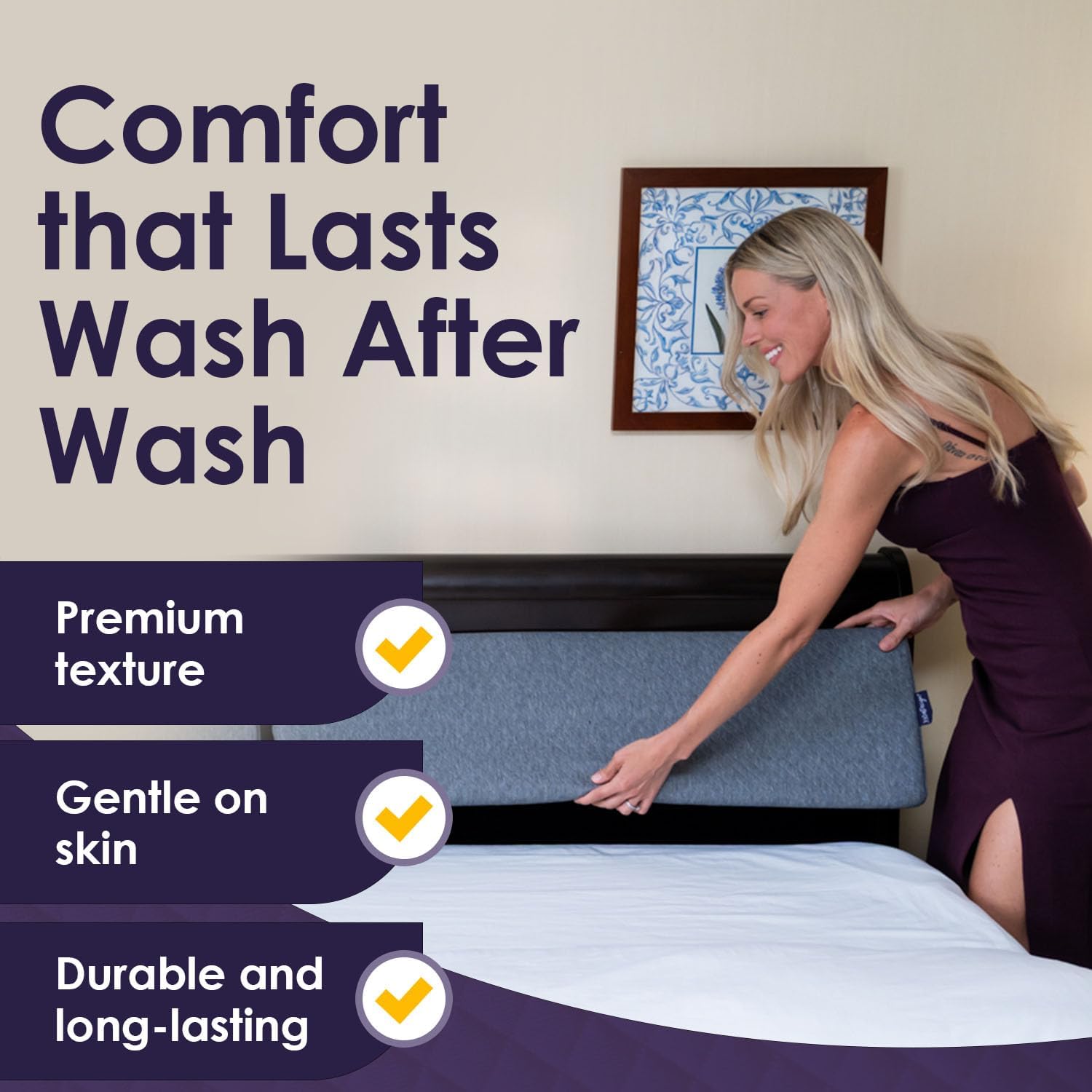 XetraDesign Pillow Wedge Cover - for Cal King Size – Premium Removable Cover | Perfect Custom Fit, Soft & Durable Fabric, Easy-On Zipper, Breathable, Protects Against Spills & Sweat - Grey