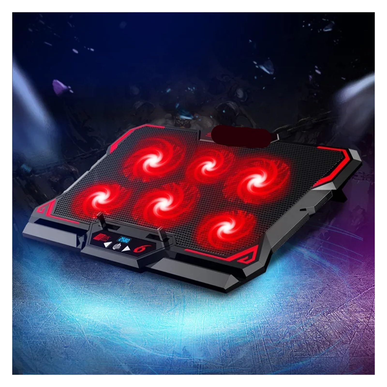 Dispositivo di Raffreddamento for Laptop da Gioco da 17 Pollici, Sei ventole, Schermo a LED, Due Porte USB 2600 Giri/min | Supporto for notebook con supporto di raffreddamento for laptop for laptop(Red (With Screen))