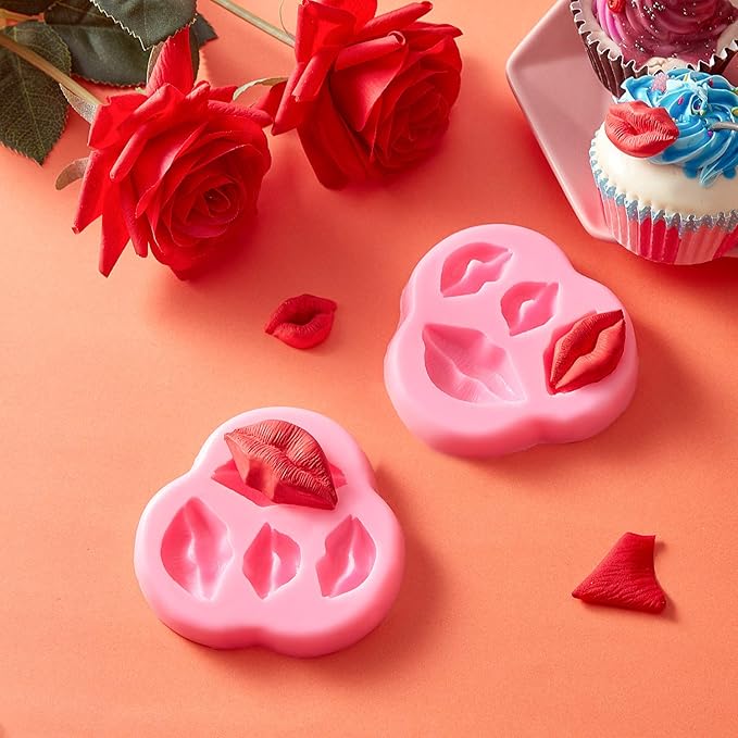 Molde de silicona para labios, 2 piezas, para hornear chocolate y fondant miniatura 7