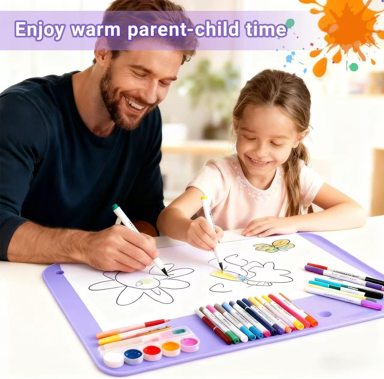 Premium Silicone Art Mat for Crafts, 24" x 16" Non-Slip Art Mat for Painting, Clay, Resin, Slime, Jewelry-Making, and Crafts – Waterproof & Easy to Clean, Raised Edges for Mess-Free Crafting (Purple) - Image 2