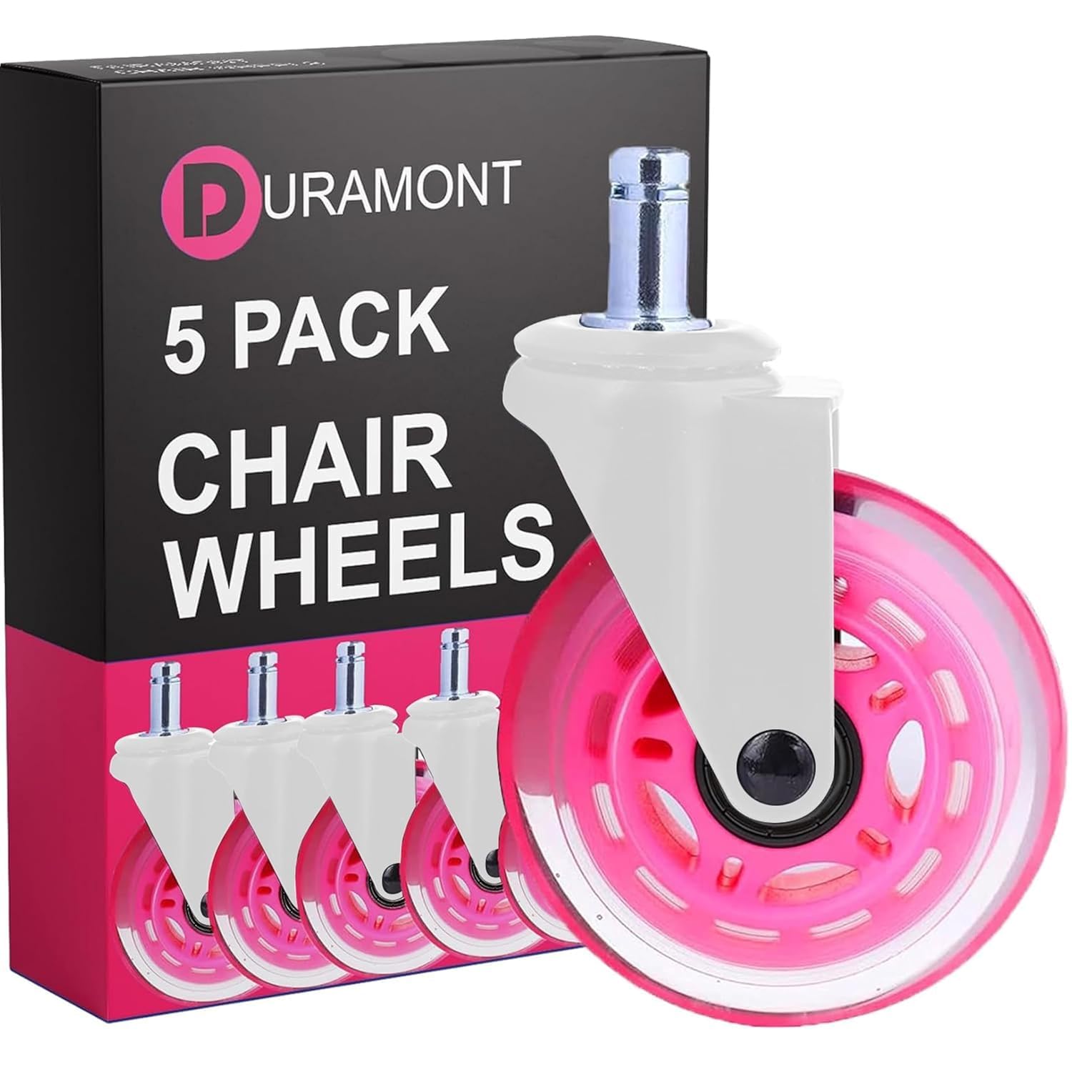 Office Chair Wheels - Set of 5 Rollerblade-Style Caster Wheels, Smooth & Quiet Rolling, P…