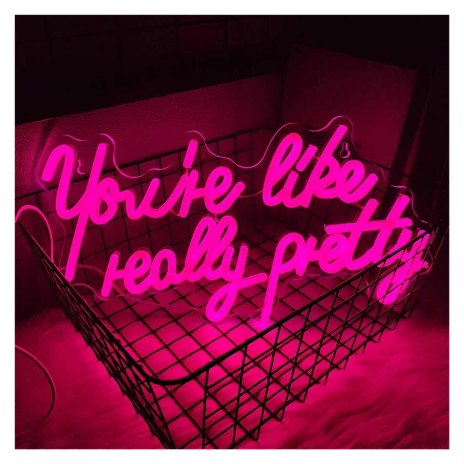 LEMST Sign Lamp You're Like Really Pretty Neon Sign Letters Light for Wedding Engagement Scene Birthday Party Salon Bedroom Wall Decor 42cmx22.5cm(A)