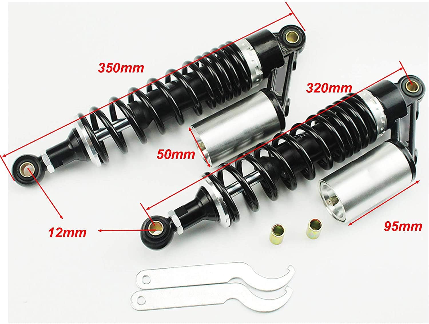 One Pair 320mm Universal Motorcycle Air Shock Absorbers ATV Go Kart Quad Dirt Sport Bikes (Blue & Silver)