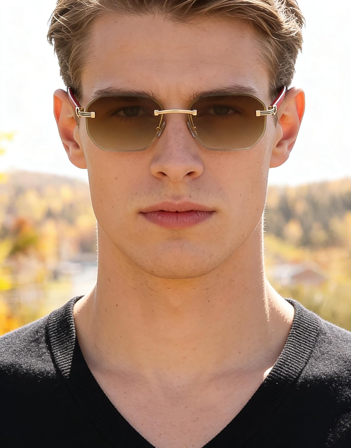 Rimless Trendy Sunglasses Men&Women Frameless Unisex Sunnies Hexagon Fashion Lens Gafas de Sol Hombre(3050) - Image 2