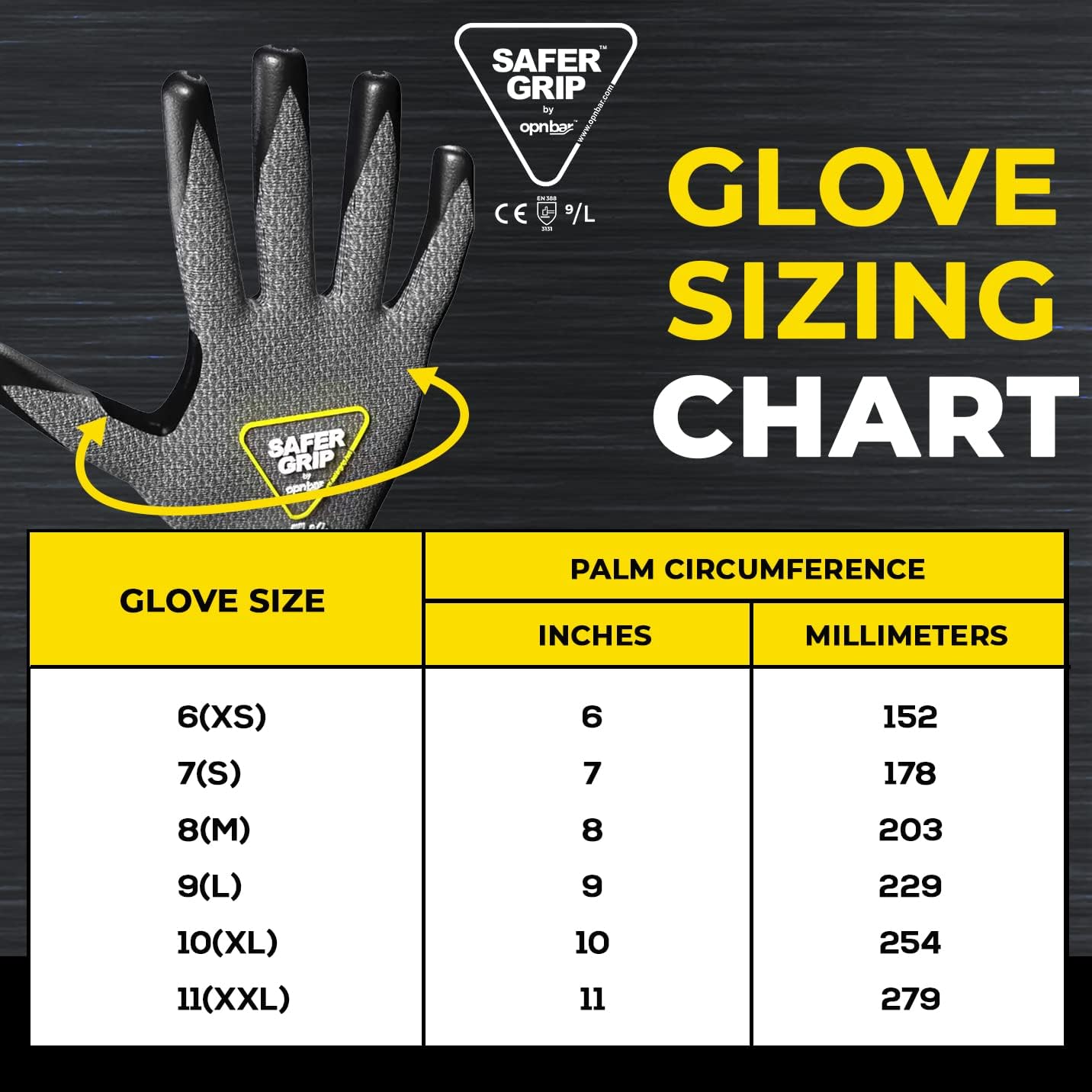 OPNBar Nitrile Coated Gloves with Grip, Touchscreen (12-Pack) Reinforced Thumb Crotch - SAFERGRIP Brand