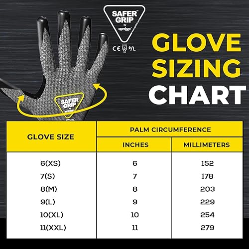 Miniatura 8 de Guantes recubiertos de nitrilo con agarre, pantalla táctil (paquete de 12) entrepierna reforzada para el pulgar - Marca SAFERGRIP