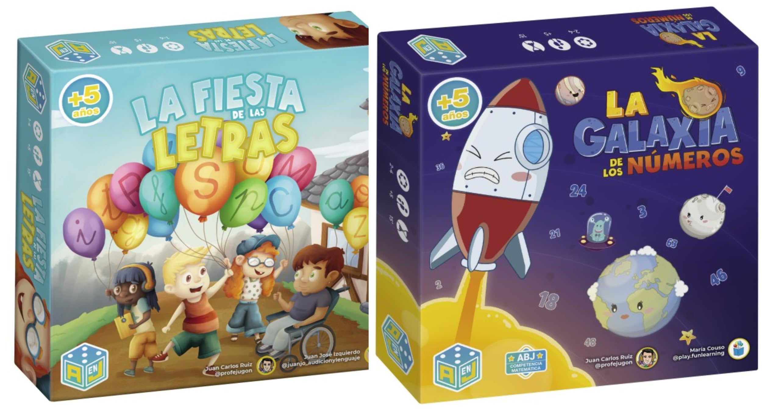 Atomo Games Pack de Juegos Educativos Galaxia de los Números + La Fiesta de Las Letras – Aprender Matemáticas y Lectoescritura Jugando (5+ años)