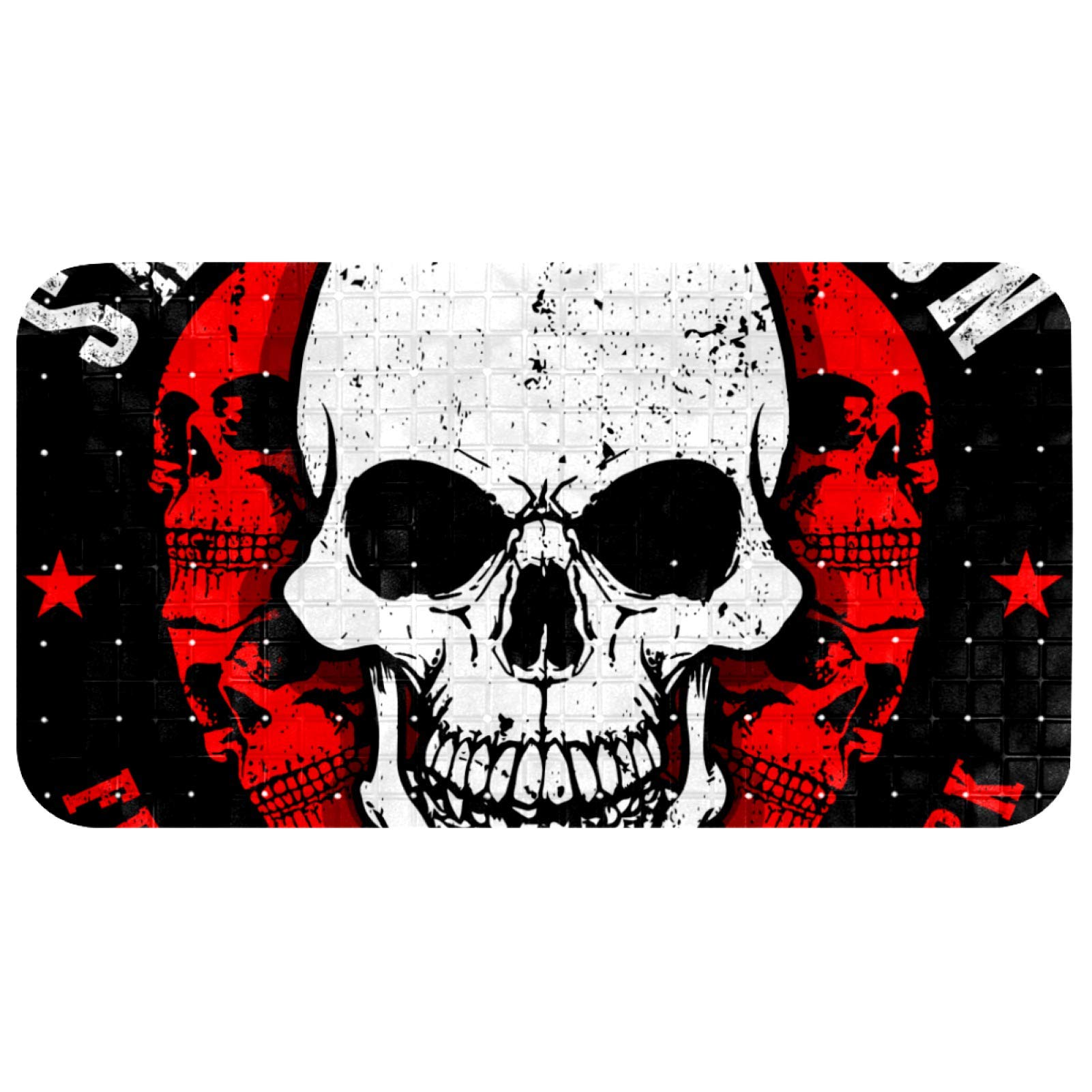 Tapis de bain sans latex antidérapant tête de mort contre les glissades