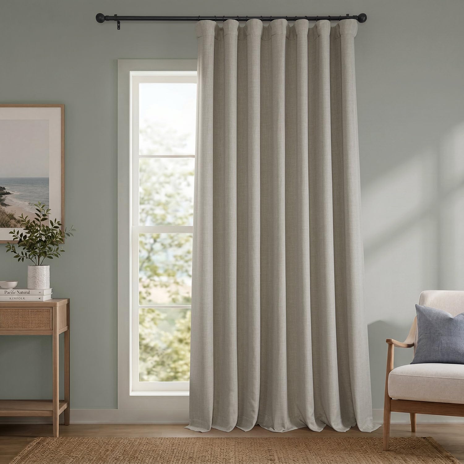 HPD Half Price Drapes Extra Wide Linen Room Darkening Curtain (1 Panel) 100 X 84, BOCH-LN1857-84-DW, Oatmeal